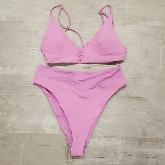 💕LSPACE💕 Ribbed Bikini Set Rosebud Pink L/XL NWT - Picture 9 of 13